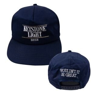 Keystone Light Snapback Hat Mens OSFA Navy Blue Vintage 80s 1989 Beer Promo USA